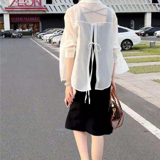 天丝衬衫女防晒衣薄款夏季2024新款韩版宽松高级感小个子上衣外