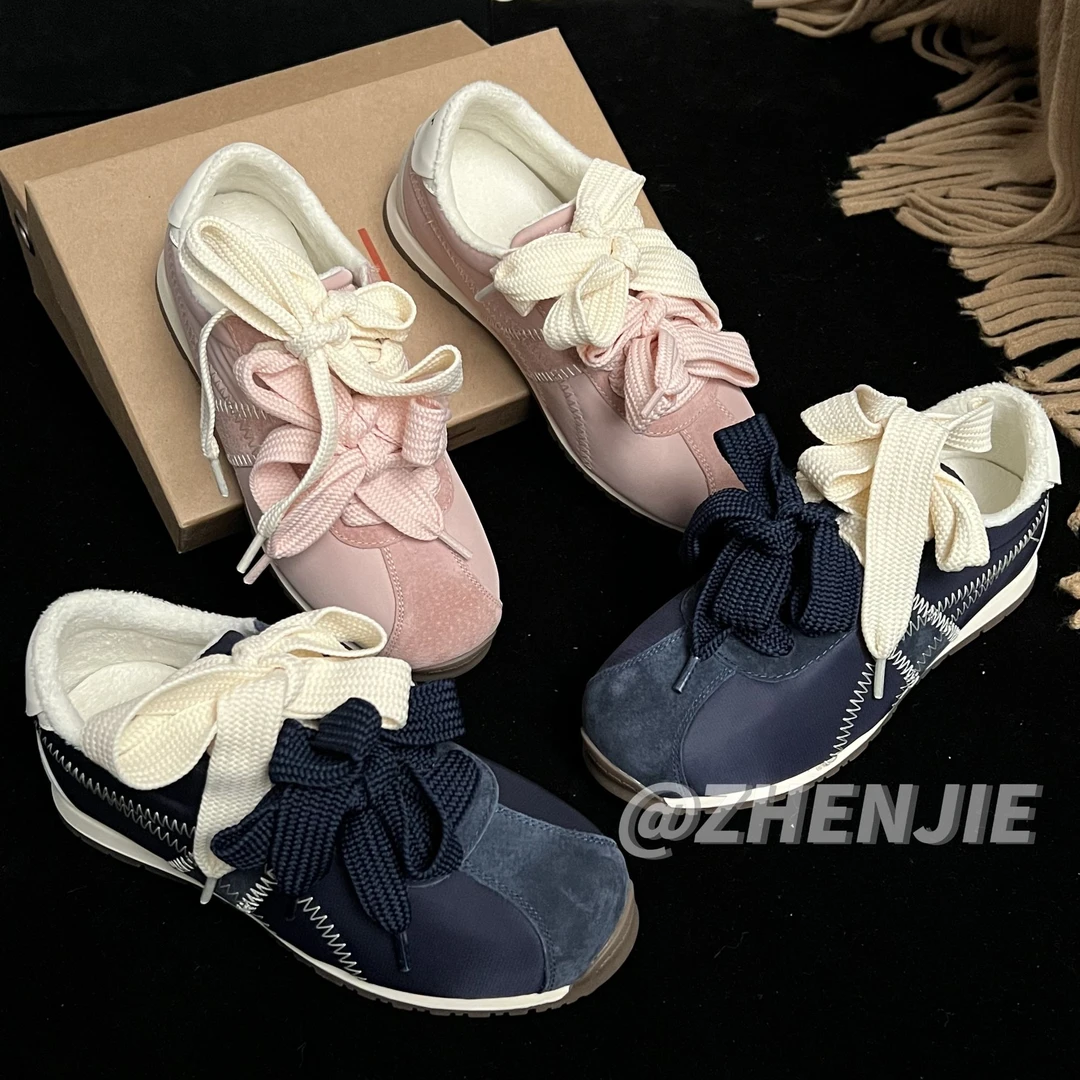 「年底清仓」西西里岛~双鞋带加绒保暖德训鞋女增高时尚休闲鞋B1877