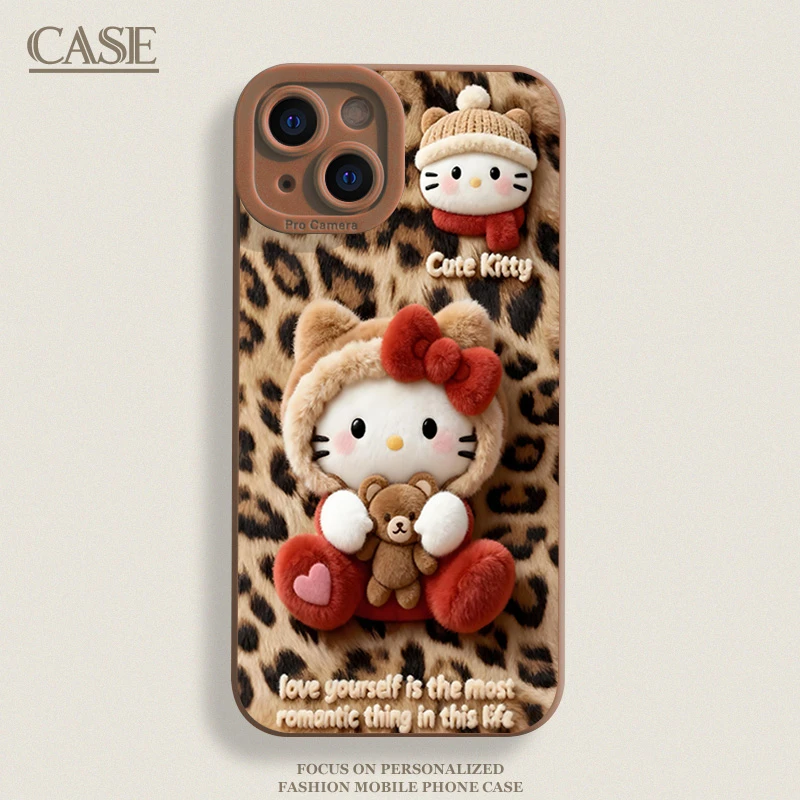 印刷豹纹KT猫适用iPhone17ProMax手机壳16苹果15软14瞳影13磨砂12