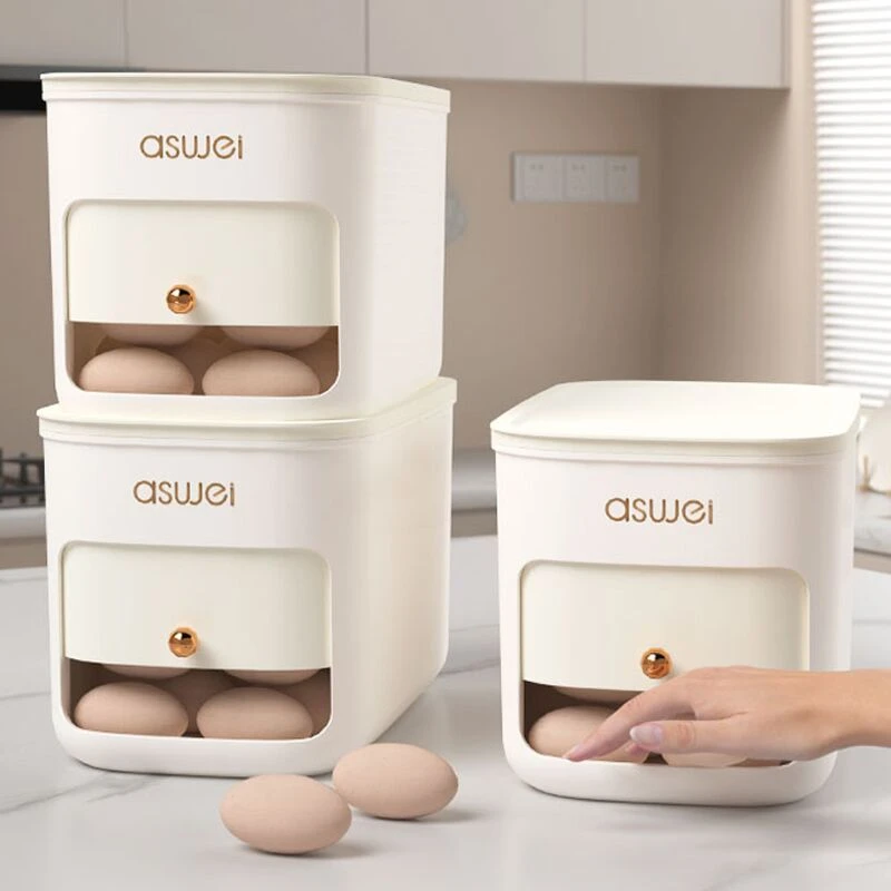 滚动鸡蛋收纳盒厨房冰箱专用食品级保鲜分装整理盒子存放装蛋神器