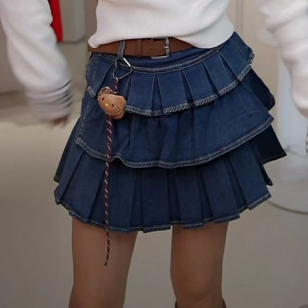 【济州岛】AFS kitty猫玩偶挂坠设计牛仔蛋糕裙