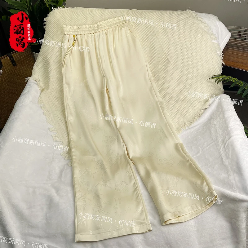 [春梅] 小酒窝新国风 气质提花直筒裤子-102/718