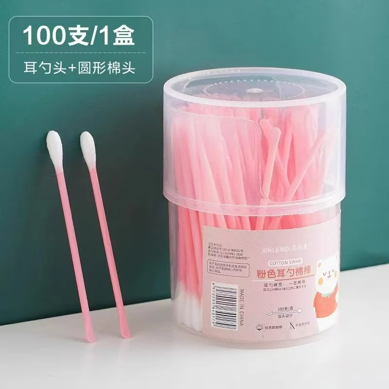 棉签掏耳朵挖耳二合一神器成人耳勺儿童挖鼻屎化妆棉签棒棉签