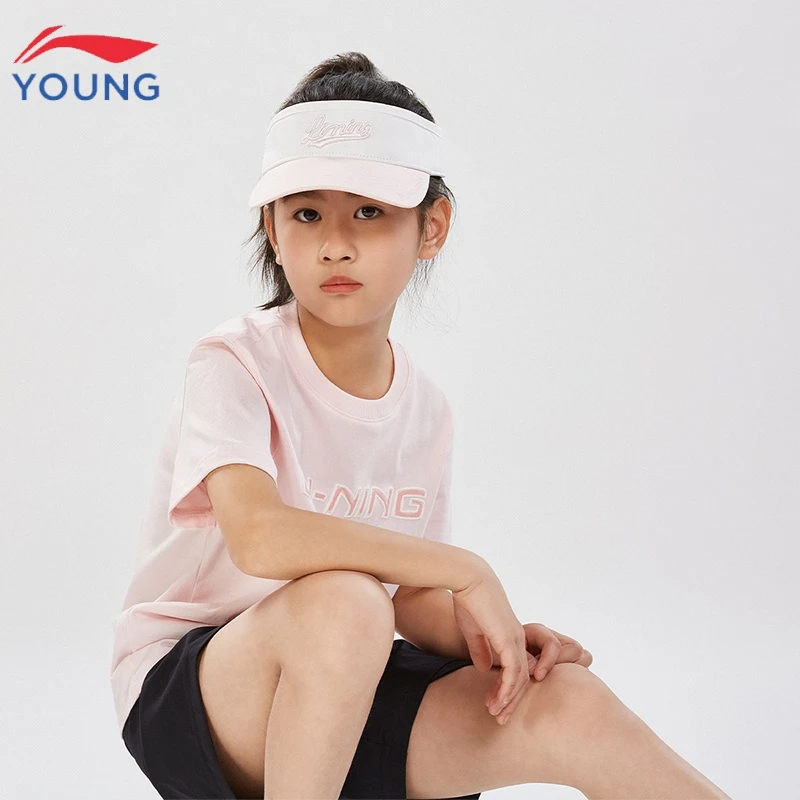 李宁儿童短袖男女大童夏季新款衣服儿童服装圆领男童纯棉运动T恤