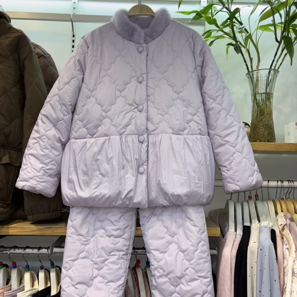 新款冬季三层加绒三防中式女款睡衣外穿保暖家居服休闲秋冬