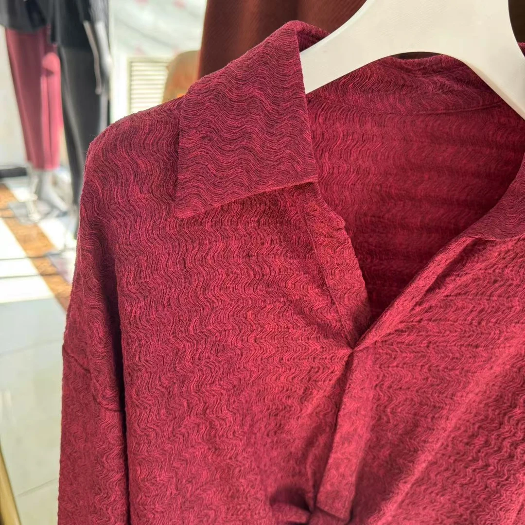 812 韩版早春翻领V字肌理感长袖女衬衣