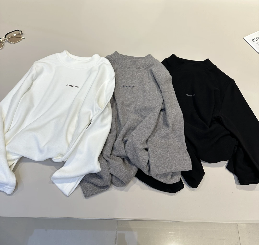 儿童冬装韩范舒适洋气百搭打底衫中大童半高领T恤   25678