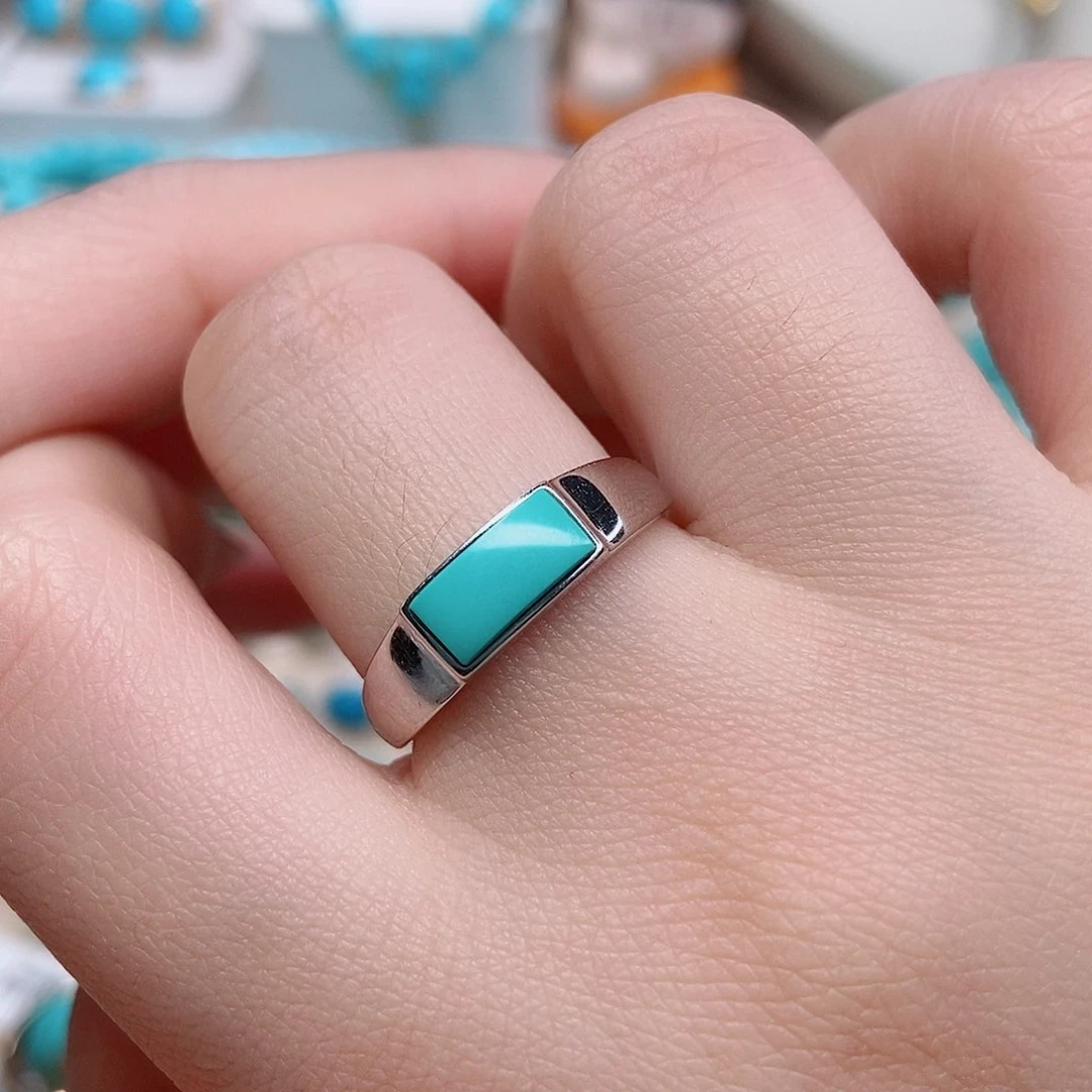 绿松石戒指银S925镶嵌