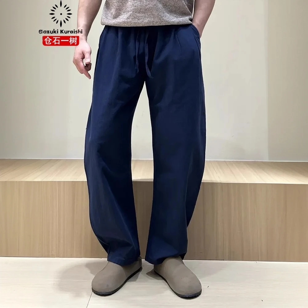 仓石一树简约潮流弯刀休闲裤男士夏季高级感宽松百搭直筒阔腿长裤