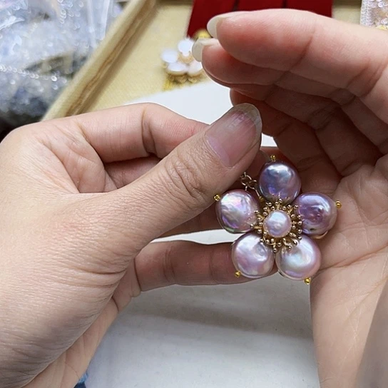 淡水珍珠胸饰银S925镶嵌全****O