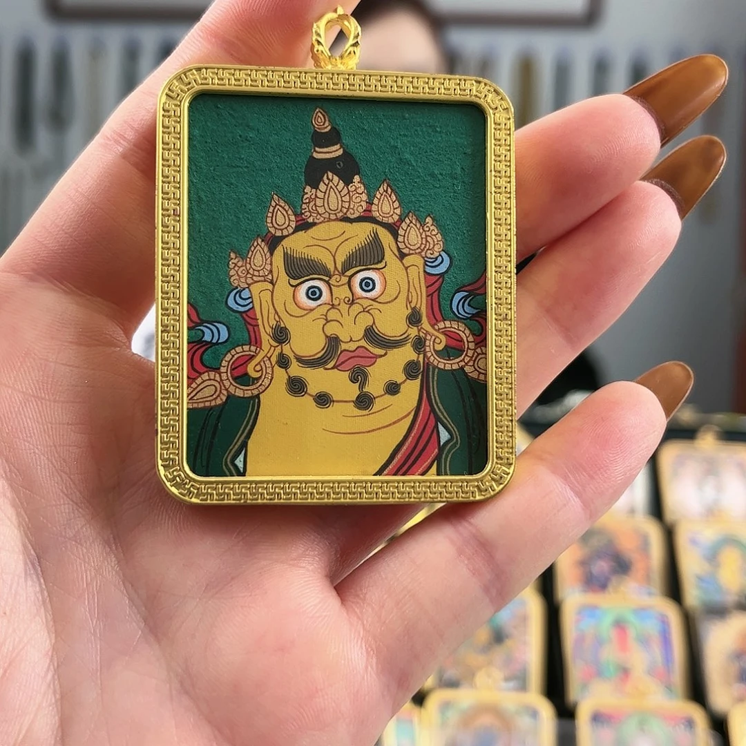 吊坠黄财神 纯手绘唐卡