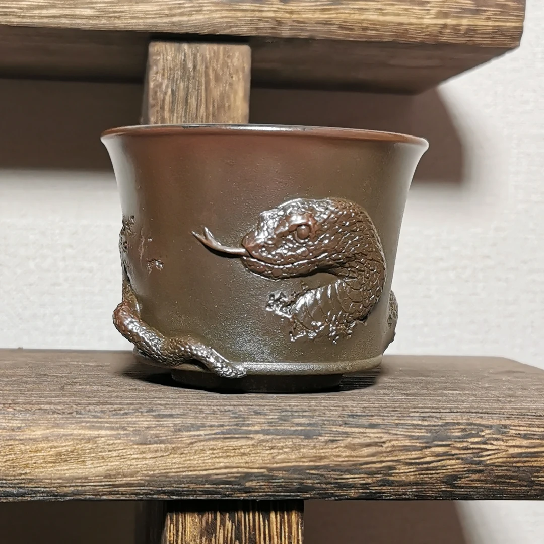 蛇杯柴烧100毫升坭兴陶主人杯