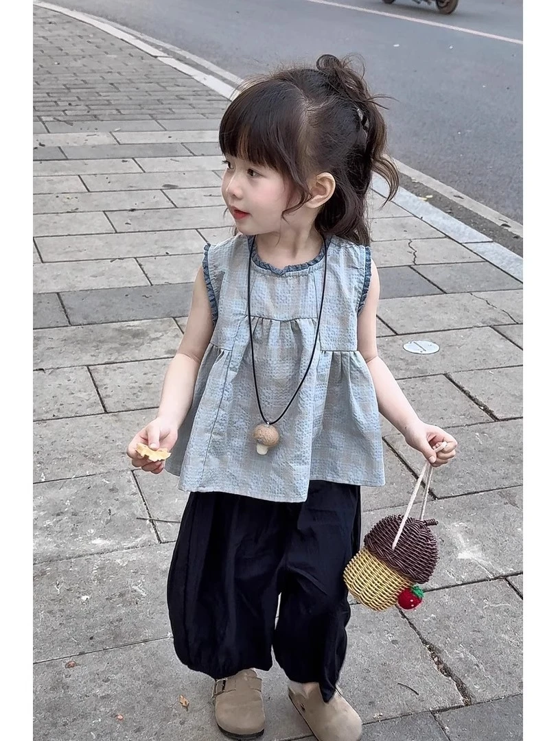 女童套装夏季薄款小女孩洋气韩范儿童衣服裤子两件套女宝夏装童装