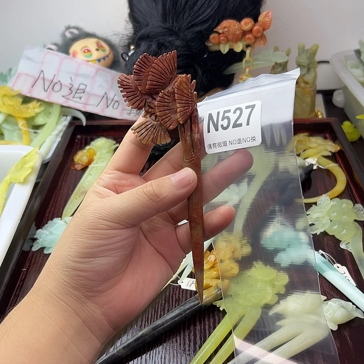 合金蛇纹石玉发饰A****