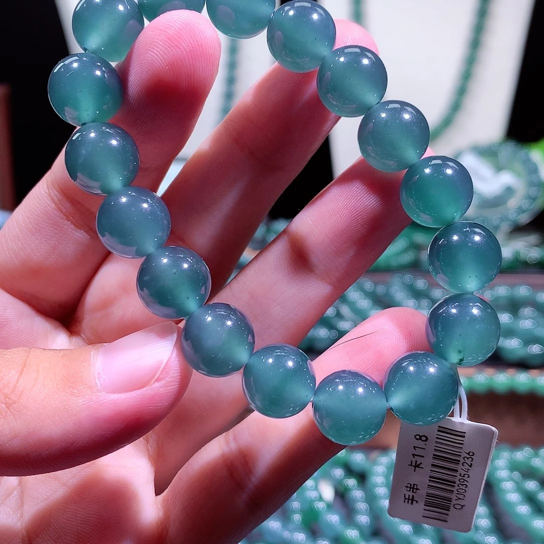 紫***暴翡翠未镶嵌手链天然a货翡翠手串11.8