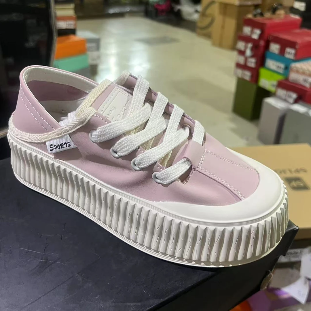 9100  厚底板鞋粉色显高休闲鞋