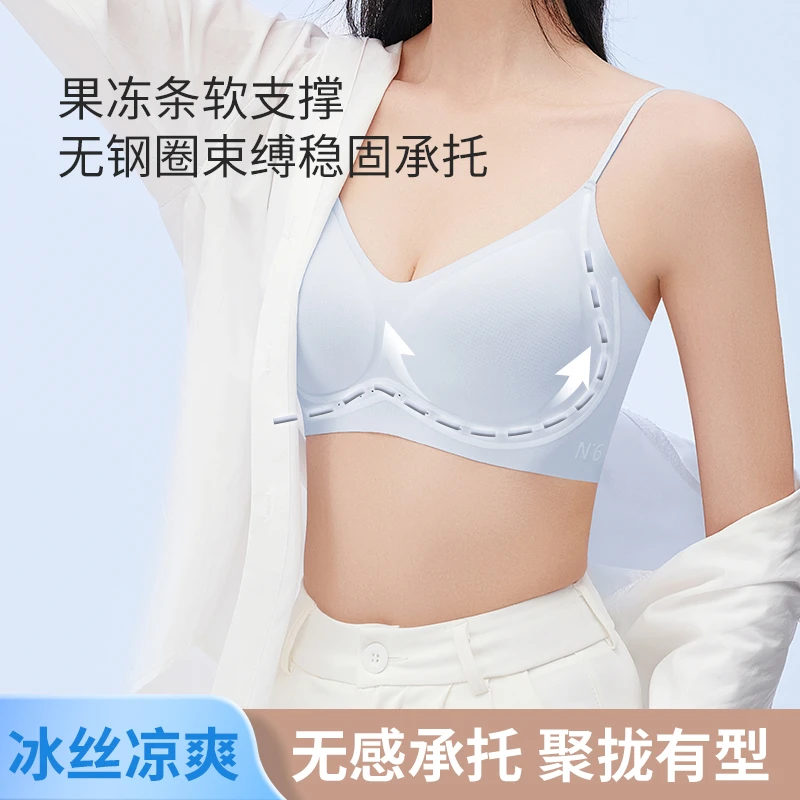 夏季透气少女小胸通勤内衣聚拢冰丝薄款无痕无钢圈软支撑舒适美背