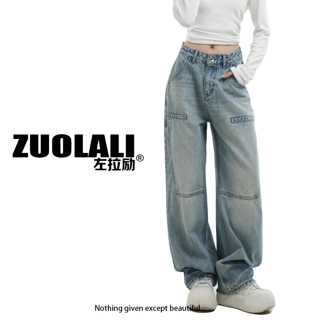 【大促返场】‘工装街头’工装裁剪口袋设计-高腰弯刀裤