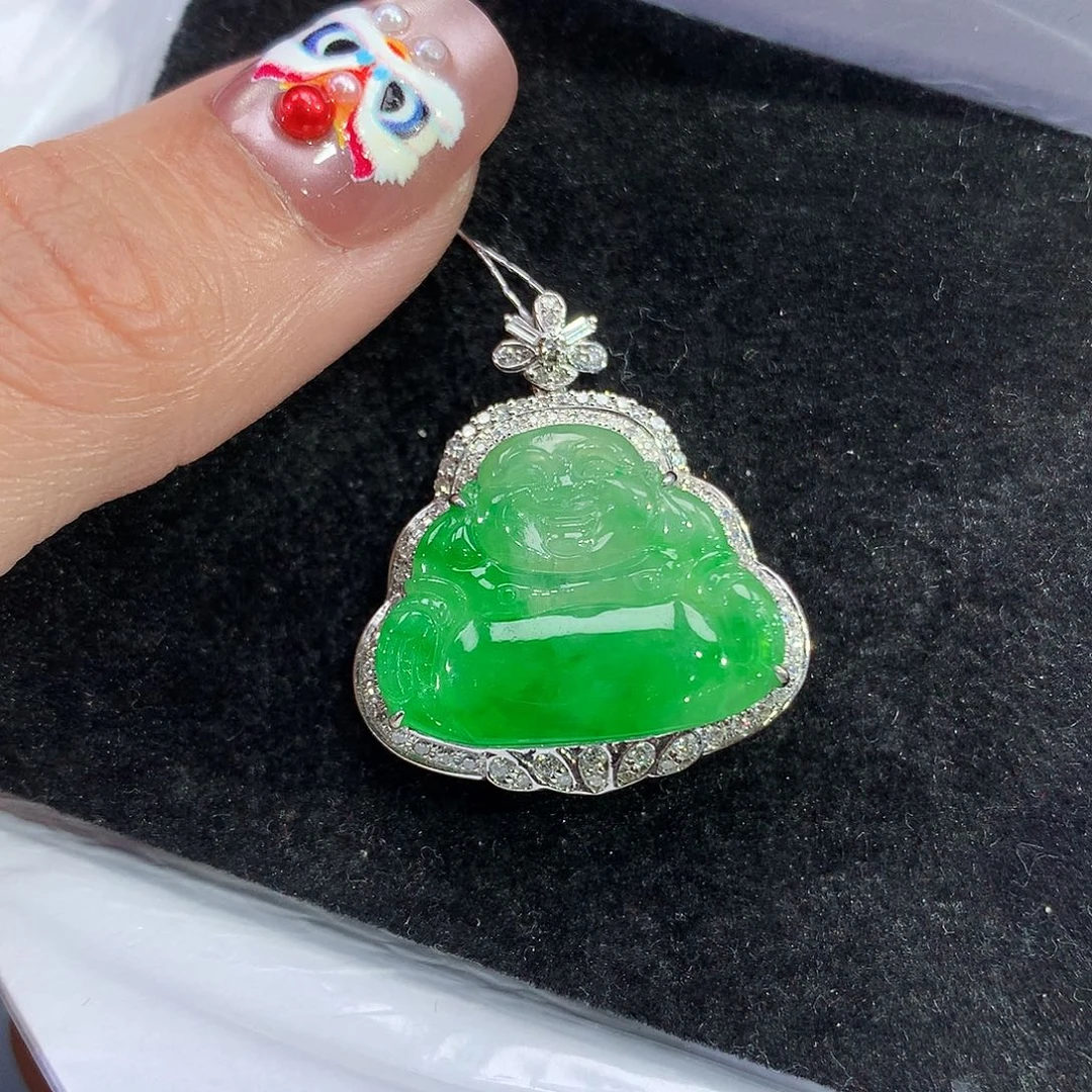 翡翠吊坠(赠链)18K金镶嵌