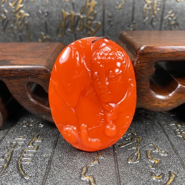 保山原矿南红佛牌吊坠