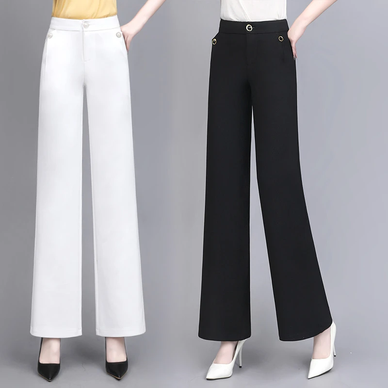 阔腿裤女夏季小个子2025新款高腰垂感直筒休闲洋气白色九分西装裤
