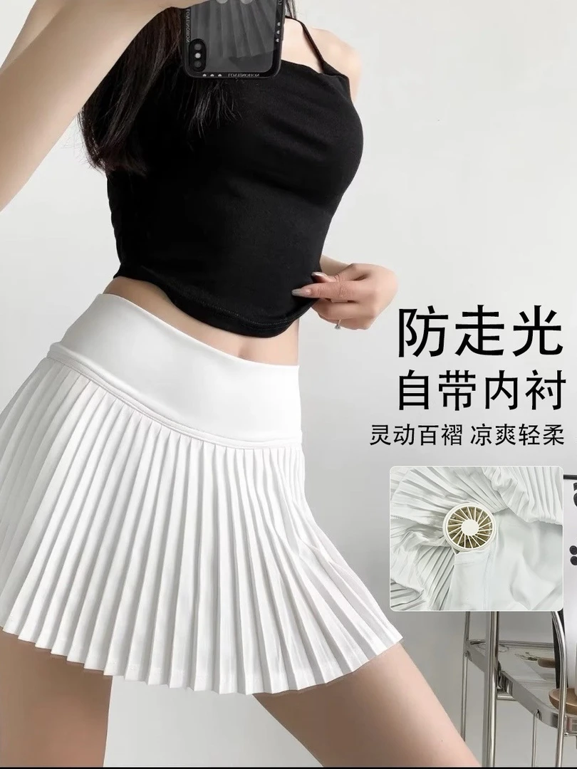 【AsmLULU授权】D新款高腰百褶网球裙防走光速干显瘦舒适运动