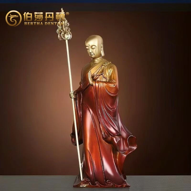 BERTHA DENTON/伯莎丹顿地藏王铜像铜彩绘九华山地藏菩萨站佛像