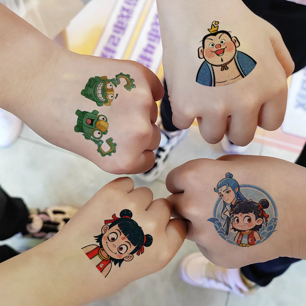 闪粉哪吒2同款纹身贴眉心贴纸额头敖丙装扮蓝色脸贴魔童闹海周边