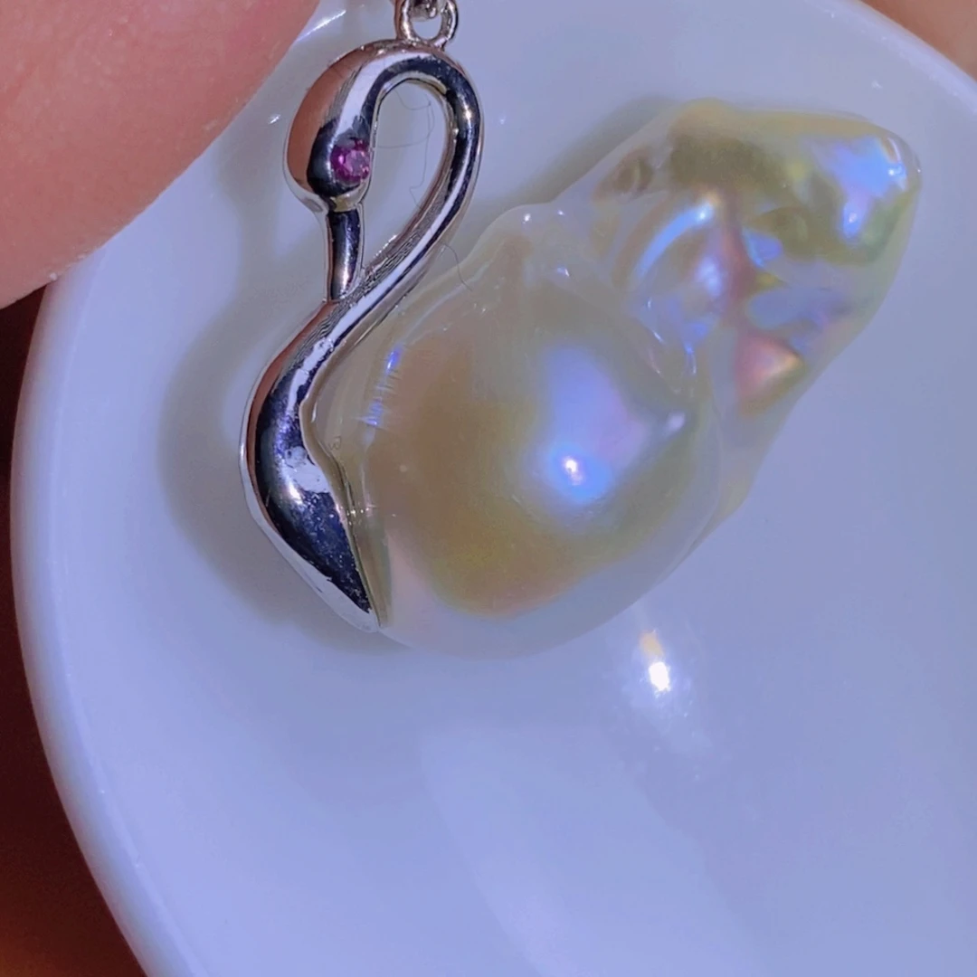 银S925镶嵌天然淡水珍珠淡水珍珠