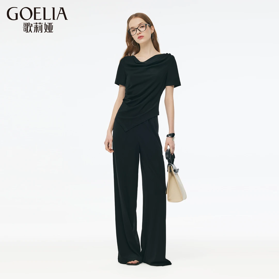 歌莉娅醋酸针织上衣+裤子早春千金套装韩系气质显瘦简约春游度假