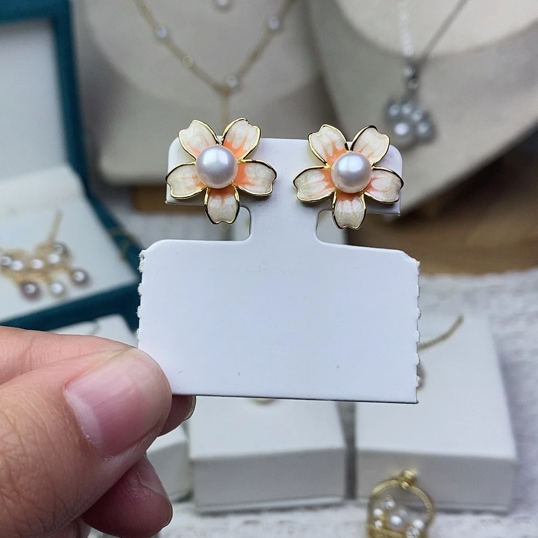 淡水珍珠耳饰银S925镶嵌