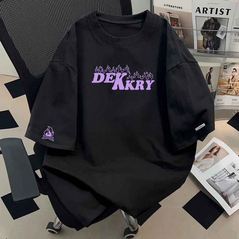 jtrt美式爆款火焰字母印花纯棉短袖T恤男女夏季潮流高街设计上衣