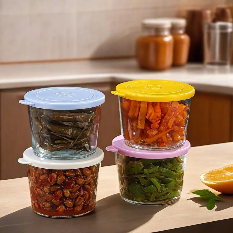 玻璃碗食品级迷你玻璃保鲜盒便携迷你泡菜小碗批发密封咸菜罐带盖