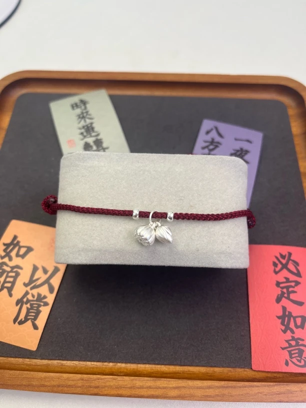 足银手链 足银手链 足银手链两世欢手工编织红绳本命手绳