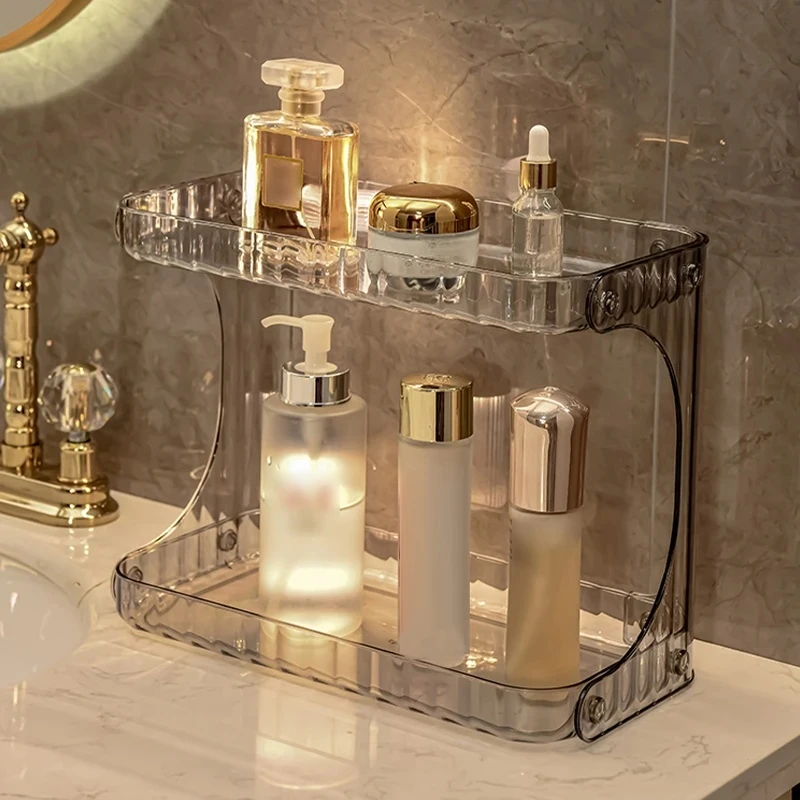 宏时轻奢卫生间双层置物架洗漱台面浴室用护肤品收纳架加厚家用