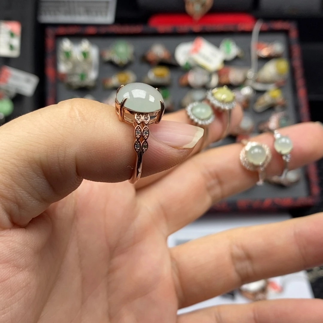 翡翠银S925镶嵌戒指