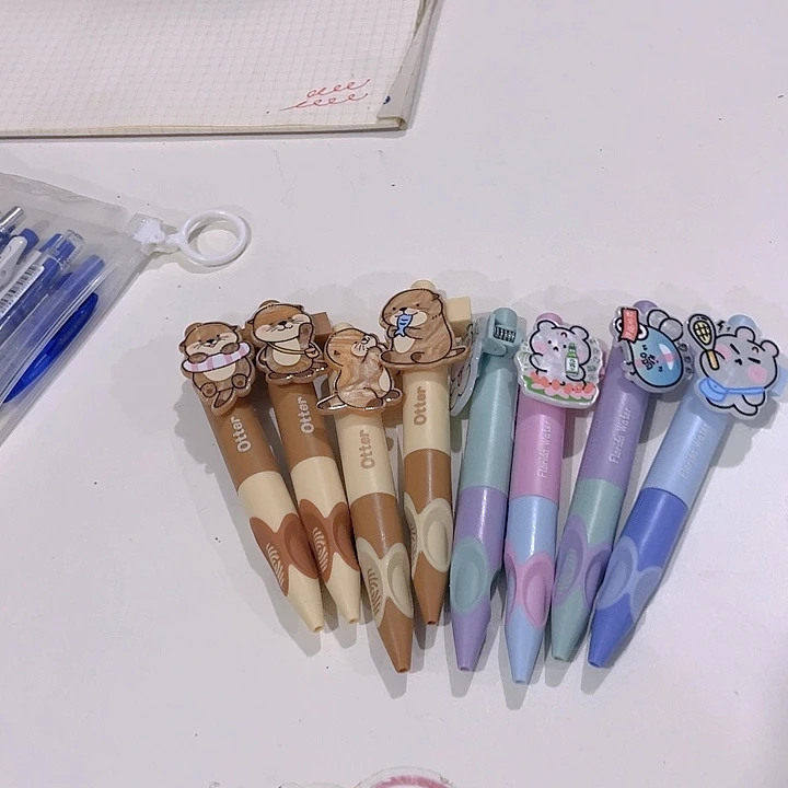 慕乐卡通中性笔兜兜，8支组合