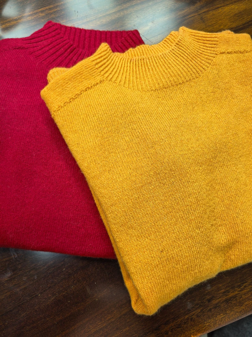 秋冬女士半高领宽松纯针织毛衣时尚百搭