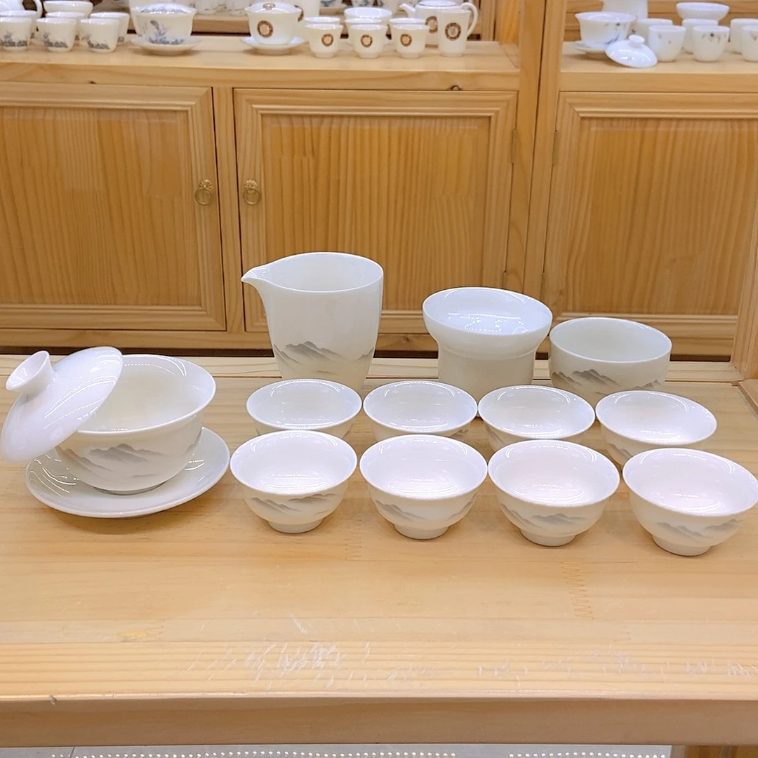 羊脂玉瓷茶具套装