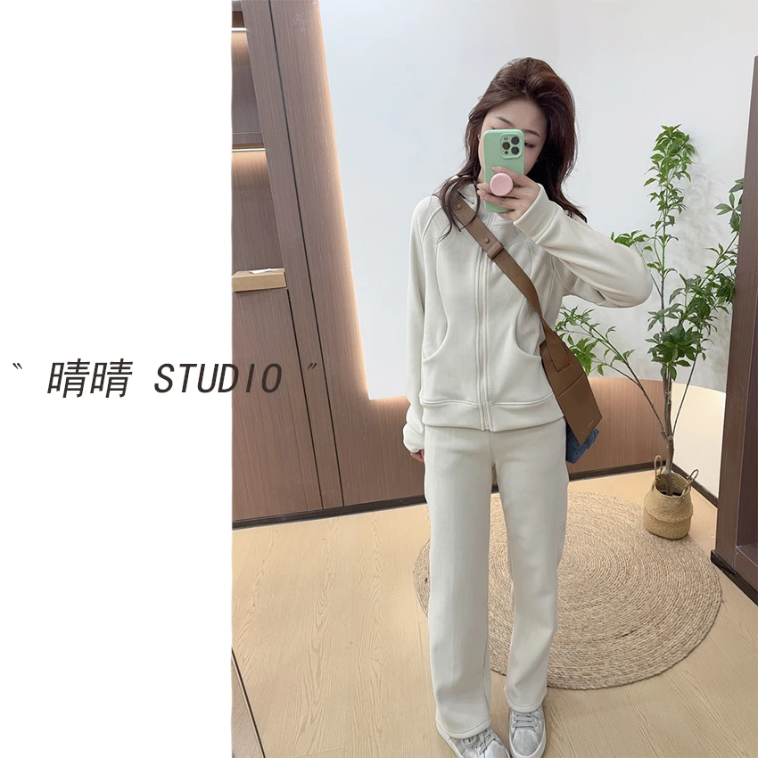 晴晴家-「存住温暖」25年冬韩系简约百搭休闲氛围舒适运动套装2266