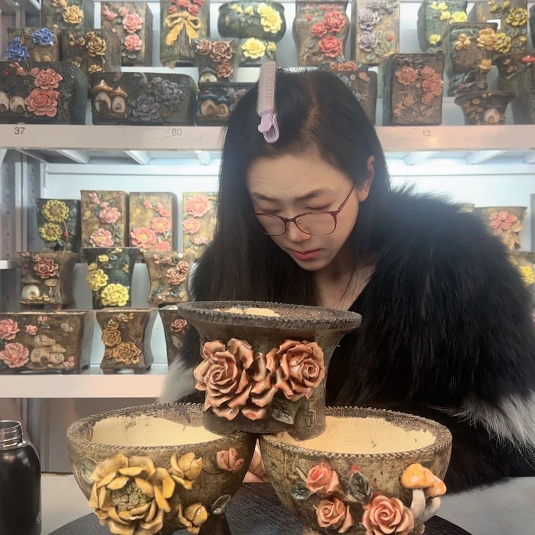 红陶Z*?青藤花器麦饭石花盆