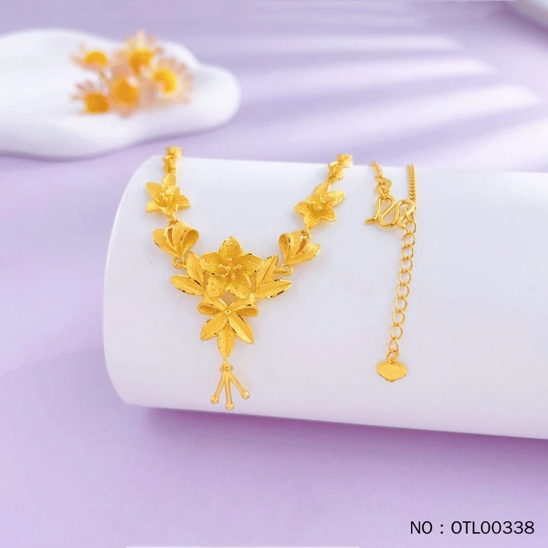 足金9999花期繁花花卉蝴蝶结流苏套链