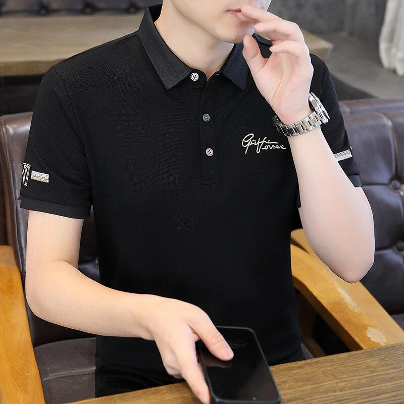 夏季新款男士短袖t恤有领翻领半袖男装男士短袖polpolo衫男款