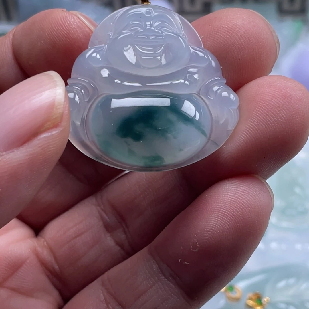 ****弟翡翠未镶嵌颈饰翡翠冰飘花佛公