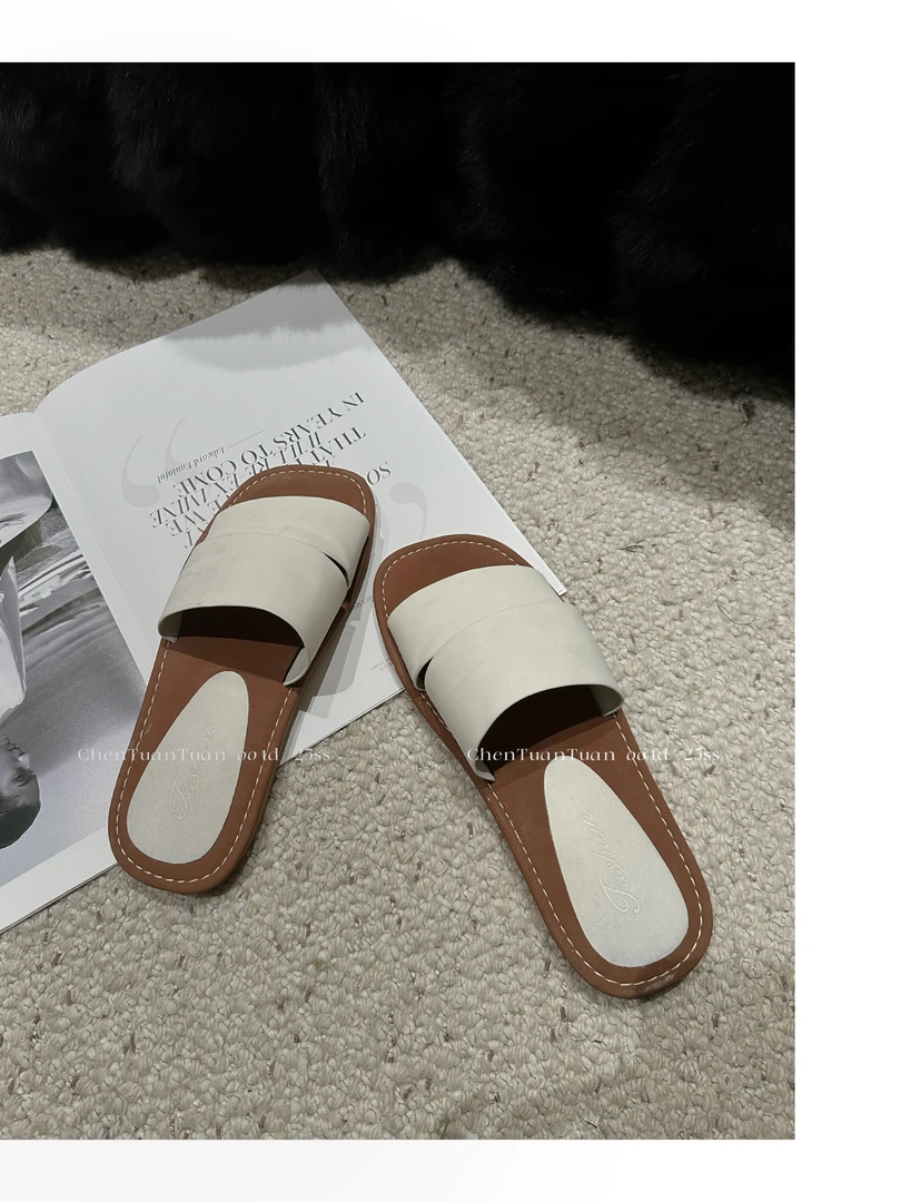 TUANTUAN 小众设计感露趾夏季外穿海边度假平底拖鞋8067