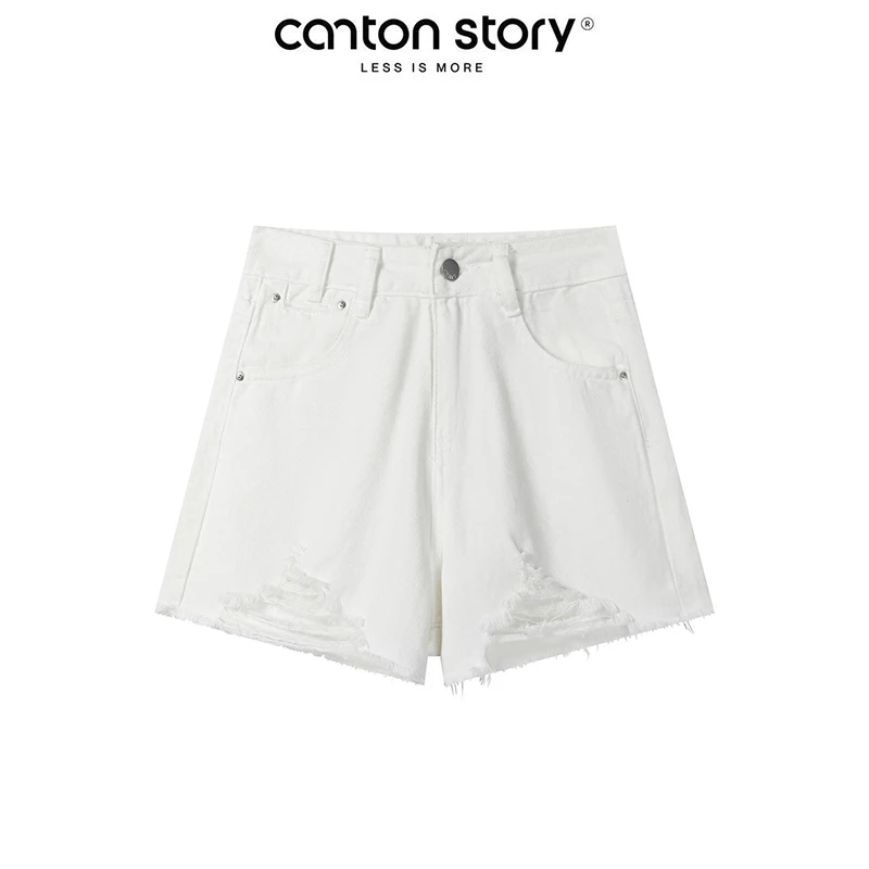 羊城故事【现现】夏日做旧复古撕边牛仔辣妹热裤 Y2505x短裤xA95