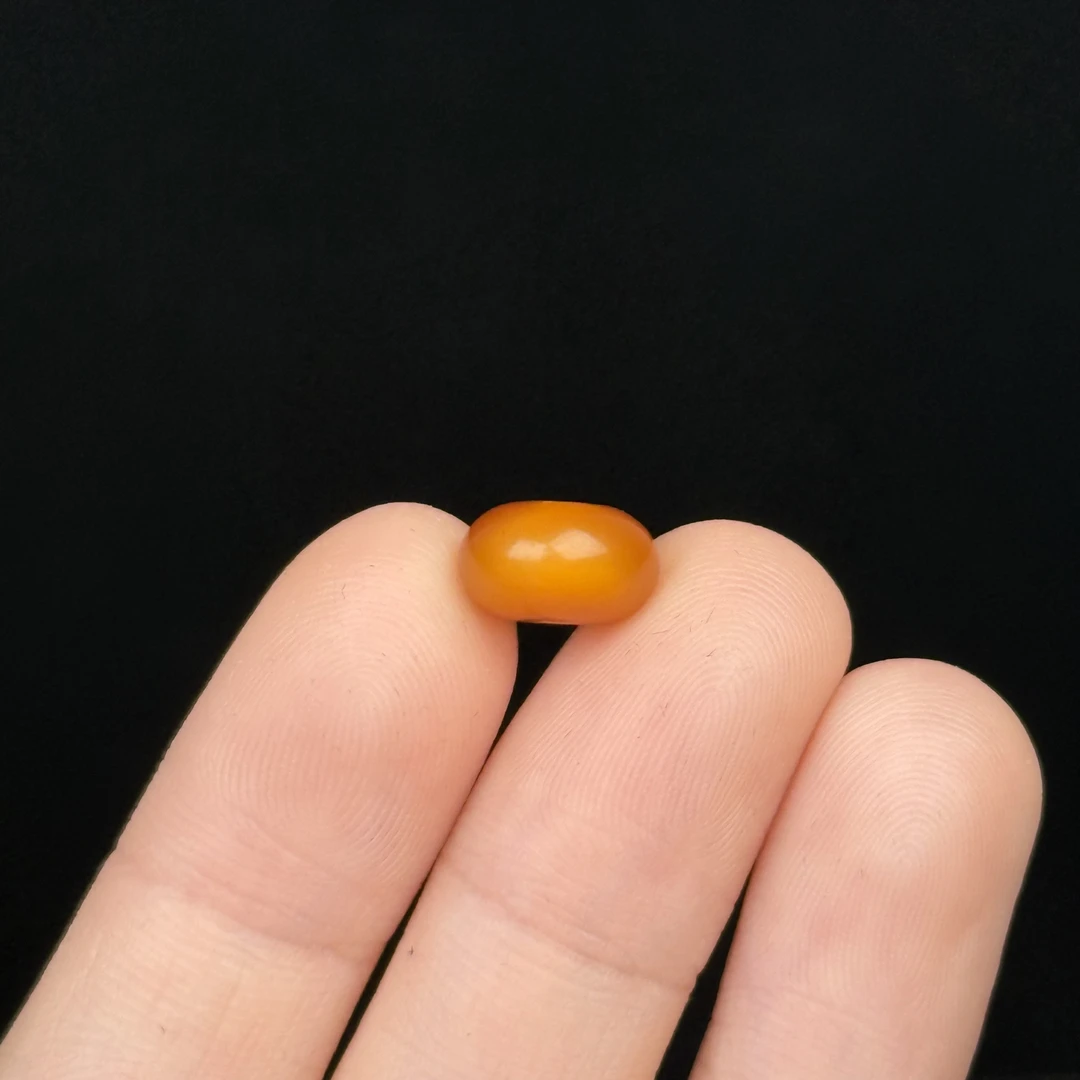 D7183天然原矿蜜蜡 鸡油红墩子10*6mm 支持鉴定 假一罚十