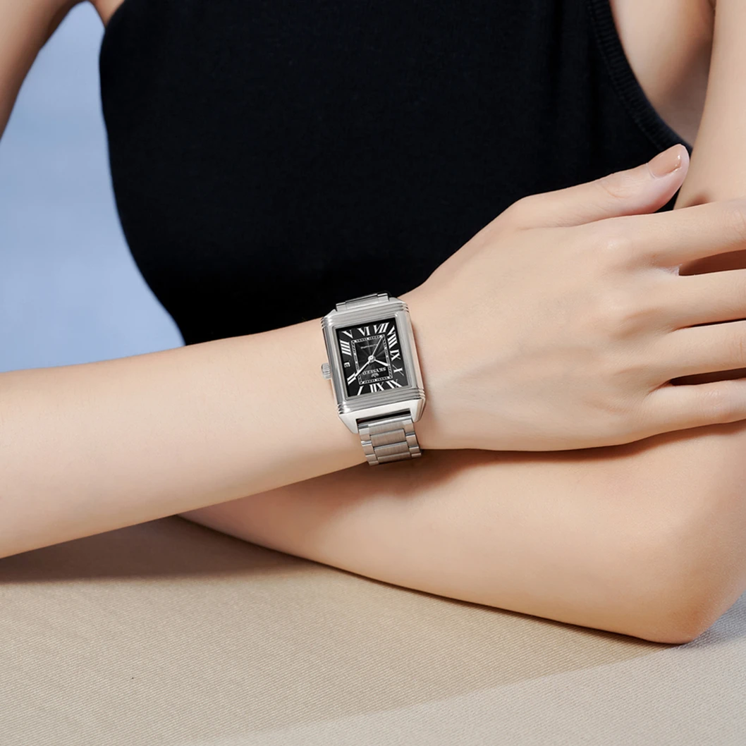 Tank系列 女士全自动机械腕表罗马数字面方形手表日历款（多多）