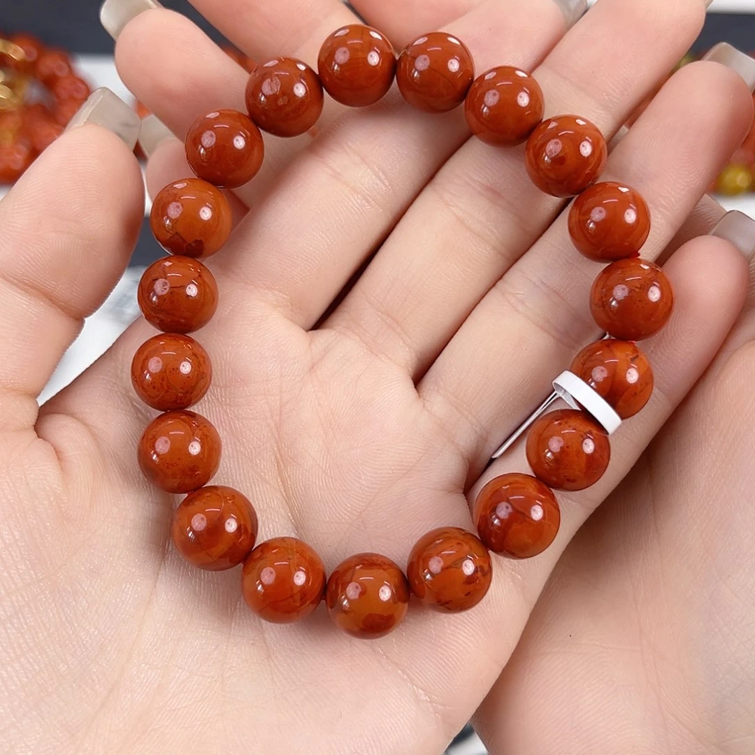 南红玛瑙未镶嵌瓦西柿子红火焰10mm手串