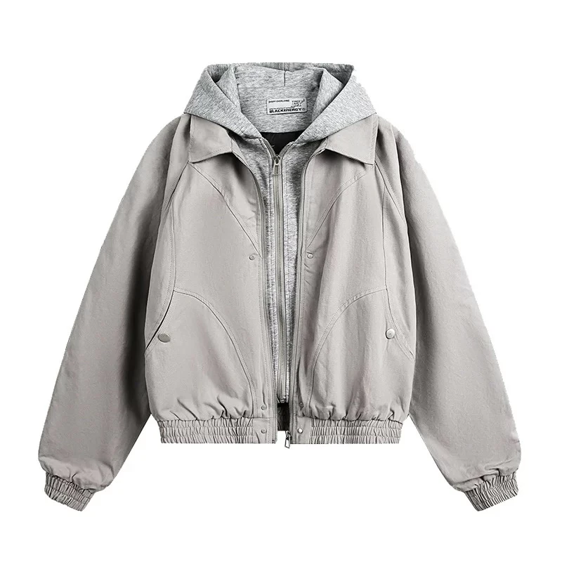 【牙牙专属】国潮美式假两件外套春秋新款痞帅高级感街头情侣夹克